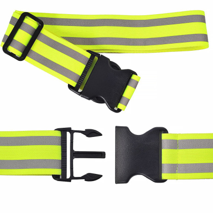 Reflektierender elastischer Gürtel mit Kunststoffschnalle 140 cm – zwei reflektierende Streifen – für Läufer und Fußgänger